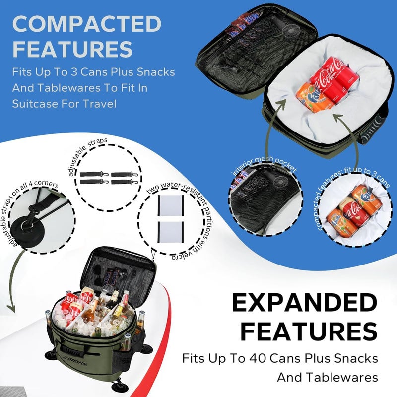 MORXPLOR Waterproof PVC Material Paddleboard Cooler Deck Bag,40 cans Sup Deck Cooler Bag,Cooler Bag for Paddleboard,Lunch Box Cooler Insulated Bag,Camping Cooler Bag,Kayak Cooler Bag - Image 4